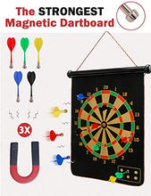 Load image into Gallery viewer, Ranslen Magnetic Dart Board for Kids and Adults, Double Sided Board Games Set, Indoor Outdoor Darts Game with 15pcs Magnetic Darts, Safety Dartboard Toy Games for Kids Gifts
