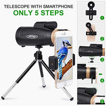 Load image into Gallery viewer, Allkeys 16x55 High Definition Monocular Telescope and Quick Smartphone Holder,2020 Newest Waterproof Monocular,Day &amp; Low Night Vision,BAK4 Prism for Wildlife Bird Watching Hunting
