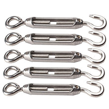 Load image into Gallery viewer, BQLZR M4 Stainless Steel 304 Hook &amp; Eye Turnbuckle Wire Rope Tension Pack of 5

