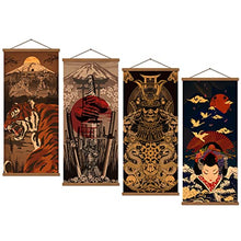 Load image into Gallery viewer, WEROUTE 4 Piece Japanese Warrior Canvas Samurai Wall Art Print Poster Artwork Home Decorations 16”x35”
