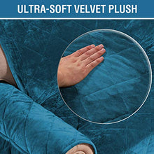 Load image into Gallery viewer, H.VERSAILTEX Sofa Cover Quilted Thick Velvet Plush Couch Cover for 3 Cushion Sofa Slipcover Protector from Pets Dogs, Non-Slip Two Elastic Straps on Back and Base (Sofa 70", Peacock Blue)
