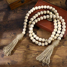 Load image into Gallery viewer, LIOOBO Wood Bead Garland Farmhouse Rustic Country Beads Holiday Decoration Wall Hanging Prayer Beads
