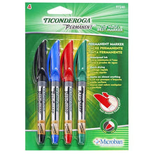 Load image into Gallery viewer, TICONDEROGA RediSharp Permanent Markers, Fine Point, Set of 4 Markers, Red, Black, Green and Blue (97240)
