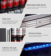 Load image into Gallery viewer, Kalamera 15 &amp; 24 inch 96 or 154 Cans Capacity Beverage Cooler - Built in Counter or Freestanding - for Soda, Water, Beer or Wine - For Kitchen or Bar with Blue Interior Light
