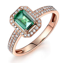Load image into Gallery viewer, Jewelry Sets Vintage Natural Green Emerald Diamond 14K Solid Rose Gold Wedding Ring Set
