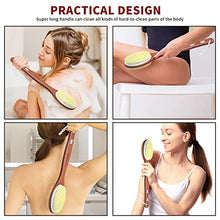 Load image into Gallery viewer, Metene Shower Brush with Upgrade 17-inch Rosewood Handle, Double-Sided Body Brush with Stiff and Soft Natural Bristles for Wet or Dry Brushing, Back Scrubber for Gentle Exfoliating and Clean Easily
