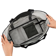 Load image into Gallery viewer, SoHo, Mesh Beach Bag - Toy Tote Bag - Large Lightweight Market, Grocery &amp; Picnic Tote with Oversized Pockets (Black/White)
