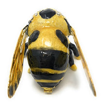 Load image into Gallery viewer, Kubla Craft Enameled Bumblebee Mini Trinket Box, Accented with Austrian Crystals, 2 Inches Long
