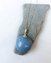 Load image into Gallery viewer, Natural Celestite/ Angelite sterling silver handmade pendant
