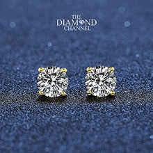 Load image into Gallery viewer, 3/8 cttw Natural Diamond Earrings AGS Certified Diamond Stud Earrings for Women 14 Karat Yellow Gold Round Brilliant Shaped Earrings 4 Prong Setting with Screw Back and Post Studs

