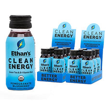 Load image into Gallery viewer, Ethan’s Organic Energy Shot, Pomegranate Blueberry Flavor, Vegan, Gluten Free, Green Tea Extract, Guayusa, Caffeine Boost, B6 &amp; B12 Vitamin C Focus Supplement, Plant Based Diet (12 Pack of 2oz Shots)
