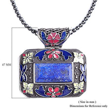 Load image into Gallery viewer, Lapis Lazuli Enameled Stainless Steel Pendant With Hematite Beads Necklace 18" Fashion Jewelry for Women Gift
