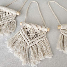Load image into Gallery viewer, Mkono Macrame Wall Hanging Set of 3 Cute Macrame Holiday Ornaments Boho Art Woven Decor for Nursery Apartment Bedroom Living Room Dorm Home Office Handmade Gifts Idea, Mini Size 3.5''W x 4''H
