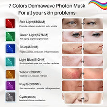 Load image into Gallery viewer, LED Face Mask Light Therapy - 7 Colors Premium Dermawave Photon Mask for Facial and Neck with 192 LEDs - Professional Blue &amp; Red Light for Anti Aging &amp; Skin Rejuvenation - Korean skincare
