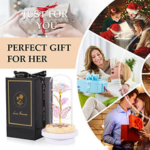 Load image into Gallery viewer, Beferr Valentines Day Gifts for Her Valentines Rose Birthday Gifts for Women Galaxy Rose Crystal Flower Gift Light Up Rose in Glass Dome 8.6" Colorful Rainbow Rose Gifts for Mom Girlfriend Wife
