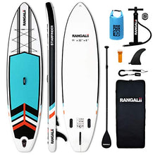 Load image into Gallery viewer, RANGALii 11' Foot Inflatable SUP Stand Up Paddle Board(32" Wide, 6" Thick) Durable with Adjustable Paddle, Backpack, Pump and Leash (Lake Blue)
