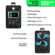 Load image into Gallery viewer, 300W Solar Generator, FlashFish 60000mAh Portable Power Station Camping Potable Generator, CPAP Battery Recharged by Solar Panel/Wall Outlet/Car, 110V AC Out/DC 12V /QC USB Ports for CPAP Camp Travel
