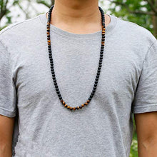 Load image into Gallery viewer, vivia Black Onyx Men's Tiger Eye Stone Bead Necklace Fashion Natural Stone Jewelry Handmade Gift
