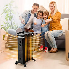 Load image into Gallery viewer, GOFLAME Oil Filled Radiator Heater, 1500W Electric Portable Space Heater with 3 Heat Settings and Built-In Thermostat, Oil Heater with Wheels, Tip-Over &amp; Overheat Protection for Home Office (Black)
