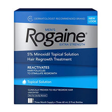 Load image into Gallery viewer, Rogaine Men's Extra Strength 5% Minoxidil Topical Solution for Hair Loss and Regrowth, Treatment for Thinning Hair, 3 Month Supply, Unscented, 2 Fl Oz, Pack of 3
