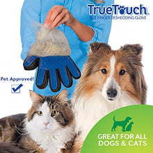 Load image into Gallery viewer, True Touch Five Finger Deshedding Glove- Premium Version, Gentle Grooming Glove Great Cats &amp; Dogs with Long or Short Fur- Includes 1 Authentic Right-Hand True Touch Glove &amp; 1 Lint Roller
