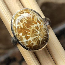 Load image into Gallery viewer, Natural Indonesian Fossil Coral 925 Solid Sterling Silver Ring Size 7.75
