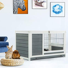 Load image into Gallery viewer, U-MAX Rabbit Hutch Pet House for Small Animals Puniea Pig House Rabbit Cage with Hideout for Rest Bunny House Indoor &amp; Outdoor No Leak Trays &amp; Ladder (35.4 inches)
