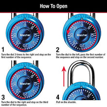 Load image into Gallery viewer, Master Lock 1533TRI Locker Lock Mini Combination Padlock, 3 Pack, Colors May Vary
