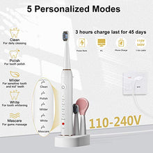 Load image into Gallery viewer, Sonic Electric Toothbrush for Adults, Whitening Cleaning Electronic Toothbrush Rechargeable Vibrating Toothbrush with 4 Dupont Brush &amp; 1 Face Brush, Smart Timer and Pressure Sensor
