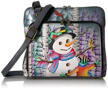 Load image into Gallery viewer, Anna by Anuschka Women's Genuine Leather Zip Around Cross Body | Medium Organizer with External Credit Card Pocket | Boy and the Snowman
