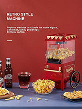 Load image into Gallery viewer, Ke- Popcorn Maker, 1200W Hot Air Popcorn Machine, Household Retro Popcorn Popper with Measuring Cup and ETL Certification, No Oil Needed BPA Free, for Party, Christmas, and Movie Nights, Red
