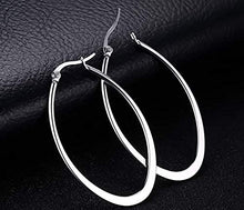 Load image into Gallery viewer, Stainless Steel Gold Thin and Flat Big Large Oval Spring loaded Hoop Earrings-Silver
