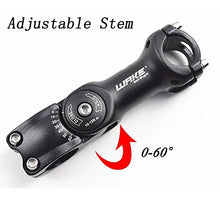 Load image into Gallery viewer, Wake MTB Stem 31.8 110mm 0-60 Degree Adjustable Bike Stem Mountain Bike Stem Short Handlebar Stem for Most Bicycle, Road Bike, MTB, BMX, Fixie Gear, Cycling (Aluminum Alloy, Lightweight, Black)
