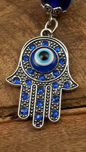 Load image into Gallery viewer, Evil Eye Silver Hamsa Keychain Hand Fatima Protection Charm Key holder Good Luck Keychain - Amulet
