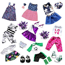 Load image into Gallery viewer, Srua Don 20 Pcs American Doll Clothes and Accessories fit American 18 inch Girl Dolls - Including 8 Complete Set Toys Doll Outfits and 2 Pairs Shoes, Doll Accessories with Cap, Underwear and Hair Clip
