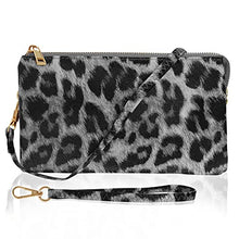 Load image into Gallery viewer, Humble Chic Vegan Leather Wristlet Wallets for Women, Phone Clutch or Small Purse Crossbody Bag, Black &amp; White Leopard Print, Dark Grey, Light Gray, Monochrome, Neutral, Animal Printed, Cheetah
