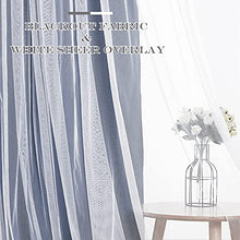 Load image into Gallery viewer, PONY DANCE Sliding Glass Door Blind - Blackout Curtains with White Sheer Grommet Top Decoration for Living Room Bedroom, 100" Wide x 84" Long, Navy Blue, 1 Panel

