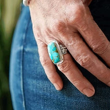 Load image into Gallery viewer, Silpada 'Big Spring' Compressed Mojave Turquoise Statement Ring in Sterling Silver, Size 8

