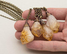 Load image into Gallery viewer, Raw Citrine Crystal Antique Bronze Long Chain Pendant Necklace 24 Inches
