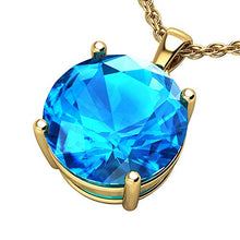 Load image into Gallery viewer, Belinda Jewelz 14k Yellow Gold Round Gemstone Sparkling Rope Chain Sterling Silver Birthstone Fine Jewelry Classic Womens Hanging Pendant Necklace, 4.1 Carat Swiss Blue Topaz, 18 inch
