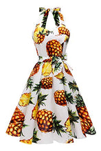 Load image into Gallery viewer, Topdress Women'sVintage Polka Audrey Dress 1950s Halter Retro Cocktail Dress Pineapple XL
