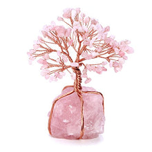 Load image into Gallery viewer, Top Plaza Chakra Healing Crystals Copper Money Tree Wrapped On Natural Rose Quartz Base Feng Shui Luck Figurine
