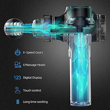 Load image into Gallery viewer, Massage Gun Electric Portable Handheld Deep Tissue Percussion Massager 6 Speed 6 Heads Body Muscle Pain Relief Recovery Ultra Quite Brushless Motor
