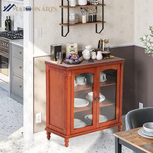 Load image into Gallery viewer, MAISON ARTS Buffet &amp; Sideboard Kitchen Storage Cabinet w/Adjustable Shelves Buffet Cabinet w/Glass Doors China Cabinet for Kitchen Dining Room Living Room, Embossed Frame

