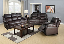 Load image into Gallery viewer, Lifestyle Furniture 3-Pieces Reclining Living Room Sofa Set,Drop Down Table,Bonded Leather,Brown(LS2890-3PC)
