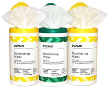 Load image into Gallery viewer, Amazon Brand - Solimo Disinfecting Wipes, Lemon Scent &amp; Fresh Scent, Sanitizes/Cleans/Disinfects/Deodorizes, 75 Count (Pack of 3)
