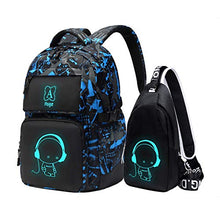 Load image into Gallery viewer, Asge Backpacks for Boys School Bags for Kids Luminous Bookbag and Sling Bag Set
