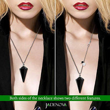 Load image into Gallery viewer, JADENOVA Pendulum Crystal Natural Obsidian Reiki Energy Healing Pendant Necklace for Women Divination Dowsing (Crystal with 2 Chains)
