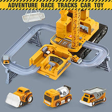 Load image into Gallery viewer, Construction Excavator Toy Truck for Boys 3 4 5 6 7 Years Old, Engineering Vehicles with 2 Tower Crane and Small Bulldozer Cement Mixer Dump Truck, Christmas Birthday Gift for Kids
