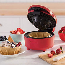 Load image into Gallery viewer, DASH Waffle Bowl Maker: The Waffle Maker Machine for Individual Waffle Bowls, Belgian Waffles, Taco Bowls, Chicken &amp; Waffles, other Sweet or Savory Treats - Red
